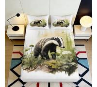 3D Printed Badger Forest Fitted Sheet Microfiber Deep Pocket Non-Slip Badger Mattress Fitted Cover for Bedroom Bedding 160x200x25cm