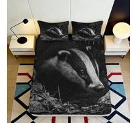 3D Printed Badger Pattern Fitted Sheet Microfiber Deep Pocket Bedroom Bedding Badger Mattress Fitted Cover Non-Slip for Adults 180x200x25cm