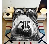3D Printed Badger Pattern Fitted Sheet Microfiber Deep Pocket Non-Slip Bedroom Bedding Badger Mattress Fitted Cover Full Wrap Washable 200x200x25cm