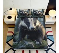 3D Printed Badger Pattern Fitted Sheet Microfiber Deep Pocket Non-Slip Bedroom Mattress Fitted Cover for Adults Youth 90x200x25cm