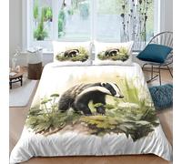 3D Printed Badger Quilt Cover, Microfiber Bedding Cover Hidden Zipper for