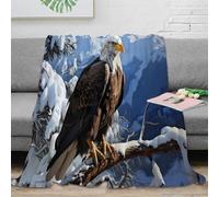 3D Printed Bald eagle perched Bed Blanket Microfiber Ultra Soft Warm Bedding Wild nature scene Soft Throw Wrinkle Resistant Non Pilling for Young Adults Renters Office Workers 70×80inch(180x200cm)