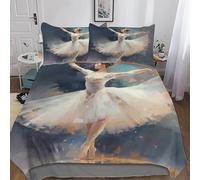 3D Printed Ballet Dancer Single Duvet Cover Art Girls Duvet Sets Soft Breathable Microfibre 3Pcs Bedding 135x200 with Hidden Zipper Closure and 2 Pillowcases 50x75 1099-C