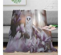 3D Printed Barn Owl Warm Blanket Microfiber Warm Thermal Bedding Soft Nature Wildlife Photography Travel Blanket Compact Portable for Campers Travellers Students Young Adults 70×80inch(180x200cm)