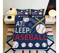 3D Printed Baseball Fitted Sheet Microfiber Deep Pocket Bedroom Bedding Baseball Mattress Fitted Cover Non-Slip Elastic Edge Washable Protection 160x200x25cm