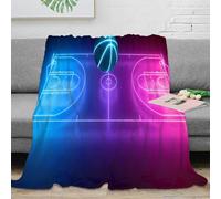 3D Printed basketball court Nap Blanket Microfiber Soft Warm Bedding Breathable neon sports design Bedding Throw Non Pilling Fade Resistant for Homeowners Renters Families 70×80inch(180x200cm)