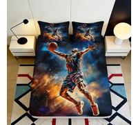 3D Printed Basketball Slam Dunk Fitted Sheet Microfiber Soft Anti-Slip Bed Cover for Bedroom Dorm Mattress Decor 90x200x25cm