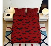 3D Printed Bat Pattern Fitted Sheet Microfiber Deep Pocket Non-Slip Bat Mattress Fitted Cover Bedroom for Adults Teenagers 140x200x25cm