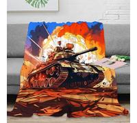 3D Printed Battle tank action Living Room Throw Microfiber Soft Warm Bedding Breathable war illustration Cozy Throw Blanket Machine Washable No Shedding for Students Gamers Teens 50x60inch(127x152cm)