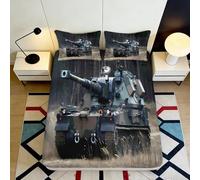 3D Printed Battle Tank Fitted Sheet Microfiber Soft Anti-Slip Military Camouflage Bed Cover Bedroom Decor 90x200x25cm