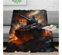 3D Printed Battle tank Travel Blanket Microfiber Lightweight Warm Bedding Soft Military warfare scene Cosy Throw Machine Washable for Students Campers Travellers Young Adults 60x80inch(150x200cm)