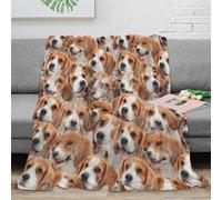 3D Printed Beagle faces Couch Blanket Microfiber Warm Soft Bedding Cosy cute animal collage Fluffy Blanket Thoughtful Gift for Families Friends Loved Ones 40x50inch(100x130cm)