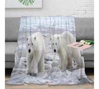 3D Printed bear cubs Home Blanket Microfiber Warm Soft Bedding Cosy Arctic wildlife Bedding Blanket Heartfelt Gift for Friends Colleagues Loved Ones 50x60inch(127x152cm)