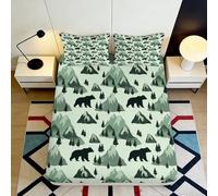 3D Printed Bear Mountain Fitted Sheet, Microfiber Bed Cover, Non-slip Home