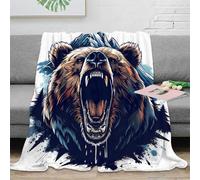 3D Printed Bear roaring Fluffy Blanket Microfiber Ultra Soft Warm Bedding Wild animal illustration Throw Blanket Thoughtful Gift for Friends Colleagues Loved Ones 80×90inch(200x230cm)