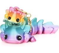 3D Printed Bearded Dragon Animals Set 7 Inch Medium + Mini Lizard Keychain, Hand-Painted Cute Eyes Realistic Reptile Accessories with Full Articulated, Unique Fidget for Pet Lovers & Collectors A 3