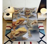 3D Printed Bearded Dragon Fitted Sheet Microfiber Soft Lizard Bed Sheet Decor Anti-Slip Machine Wash for Bedroom Guest Room 90x200x25cm