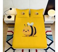 3D Printed Bee Pattern Fitted Sheet, Microfiber Bed Cover, Non-slip, Home