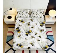 3D Printed Bee Pattern Fitted Sheet, Microfiber Bed Cover Non-slip home