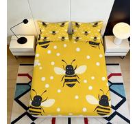 3D Printed Bee Pattern Fitted Sheet, Microfiber Bed Cover, Non-slip Soft