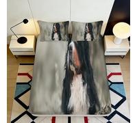 3D Printed Bernese Mountain Dog Fitted Sheet Microfiber Soft Anti-Slip Animal Theme Mattress Cover for Bedroom Decor 90x200x25cm