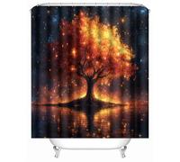 3D Printed Big Tree Starry Sky Dreamy Shower Curtain 180x200 cm Mould Proof Resistant Polyester Fabric Waterproof Bath Curtains for Shower with 12 rings for Bathroom Decoration