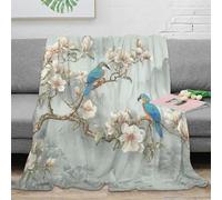 3D Printed Birds on branch Lounge Throw Microfiber Soft Warm Bedding Breathable Nature painting Living Room Throw Non Pilling Fade Resistant for Students Gamers Movie Nights 40x50inch(100x130cm)