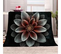 3D Printed Black And Red Petals, Light And Shadow Intertwined Flannel Fleece Blanket (270GSM) Bohemian Style Super Cozy 130x150 cm single Size Fade Resistant Home Decor Gift - Machine Washable