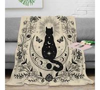 3D Printed Black cat art Blanket Ultra Soft Microfiber Bedding Warm Breathable Vintage mystical design Throw Blanket Lightweight Machine Washable for Adults Kids Families 60x80inch(150x200cm)