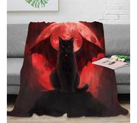 3D Printed black cat wings Fluffy Blanket Microfiber Ultra Soft Warm Bedding fantasy dark art Throw Blanket Wrinkle Resistant Machine Washable for Office Workers Students Teens 80×90inch(200x230cm)