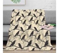 3D Printed black crows Cozy Throw Blanket Microfiber Warm Soft Bedding Cosy gothic night scene Throw Blanket Lightweight All Season for Dorm Dwellers University Students 60x80inch(150x200cm)