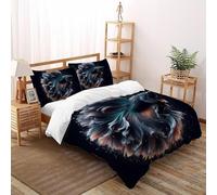3D Printed Black Fighting Fish Quilt Cover Wild Marine Animal Bedding Set 3Pcs Soft Microfiber with Pillowcases,Hidden Zipper for Boys And Girls Super King（260x220cm） Modern Home Decor