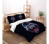 3D Printed Black Gorilla Quilt Cover Wild Land Animal Bedding Set 3Pcs Soft Microfiber with Pillowcases,Hidden Zipper for Kid Teens King(220x240cm) Modern Home Decor