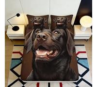3D Printed Black Labrador Dog Fitted Sheet Microfiber Soft Bed Cover for Bedroom Guest Room Decor Mattress Protection 90x200x25cm