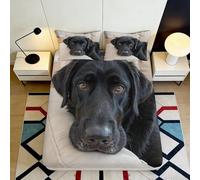 3D Printed Black Labrador Fitted Sheet Microfiber Soft Bedroom Decor Dog Mattress Cover for All Ages 90x200x25cm