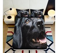 3D Printed Black Labrador Fitted Sheet Microfiber Soft Breathable Dog Face Mattress Cover for Bedroom Dorm Mattress Protection Decor 90x200x25cm