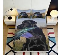 3D Printed Black Labrador Fitted Sheet Microfiber Soft Breathable Dog Fish Mattress Cover for Bedroom Decor 90x200x25cm