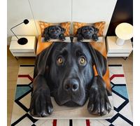 3D Printed Black Labrador Fitted Sheet Microfiber Soft Dog Bed Cover for Bedroom Guest Room Mattress Protection 90x200x25cm