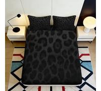 3D Printed Black Leopard Pattern Fitted Sheet Microfiber Soft Bedroom Decor Animal Skin Mattress Cover 90x200x25cm