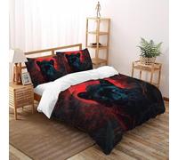 3D Printed Black Leopard Quilt Cover Wild Land Animal Bedding Set 3 Pieces Soft Microfiber with Pillowcases,Hidden Zipper for Boys And Girls King（220x240cm） Room Decor