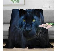 3D Printed Black panther Bed Throw Microfiber Ultra Soft Warm Bedding Wild animal portrait 1 Thermal Blanket Breathable All Season for Dorm Dwellers University Students Teens 40x50inch(100x130cm)