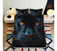 3D Printed Black Panther Fitted Sheet Microfiber Soft Breathable Wild Cat Bed Cover Bedroom Decor Mattress Protector 90x200x25cm