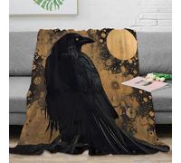 3D Printed black raven Cosy Throw Microfiber Ultra Soft Warm Bedding mystical fantasy art Living Room Throw Anti Static Fade Resistant for Apartment Dwellers Renters Teens 80×90inch(200x230cm)