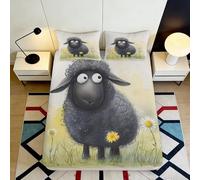 3D Printed Black Sheep Fitted Sheet Microfiber Deep Pocket Bedroom Bedding Black Sheep Mattress Fitted Cover Non-Slip All Age Use 180x200x25cm
