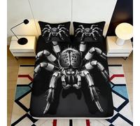 3D Printed Black Spider Fitted Sheet Microfiber Anti-Slip Bedroom Decor Halloween Tarantula Mattress Cover Easy Care 90x200x25cm