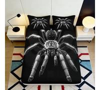 3D Printed Black Spider Fitted Sheet Microfiber Soft Anti-Slip Tarantula Bed Cover for Bedroom Dorm Mattress Decor 90x200x25cm