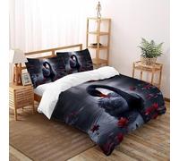 3D Printed Black Swan Duvet Cover Wild Animal Bird Bedding Set 3Pcs Luxury Microfiber with Pillowcases,Hidden Zipper for Boys And Girls King(220x240cm) Room Decor