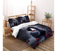 3D Printed Black Swan Quilt Cover Wild Animal Bird Bedding Set 3 Pieces Luxury Microfiber with Pillowcases,Hidden Zipper for Teens And Adults Double(200x200cm) Room Decor