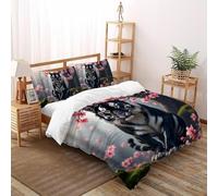 3D Printed Black Tiger Quilt Cover Wild Land Animal Bedding Set 3 Pieces Soft Microfiber with Pillowcases,Hidden Zipper for Boys And Girls Double（200x200cm） Room Decor