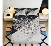 3D Printed Black White Floral Fitted Sheet Microfiber Soft Modern Abstract Art Bed Cover for Bedroom Dorm Mattress Protection Decor 90x200x25cm